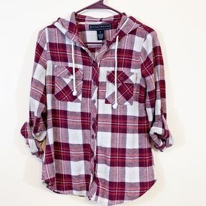 Polly Esther | Burgundy White Plaid Flannel